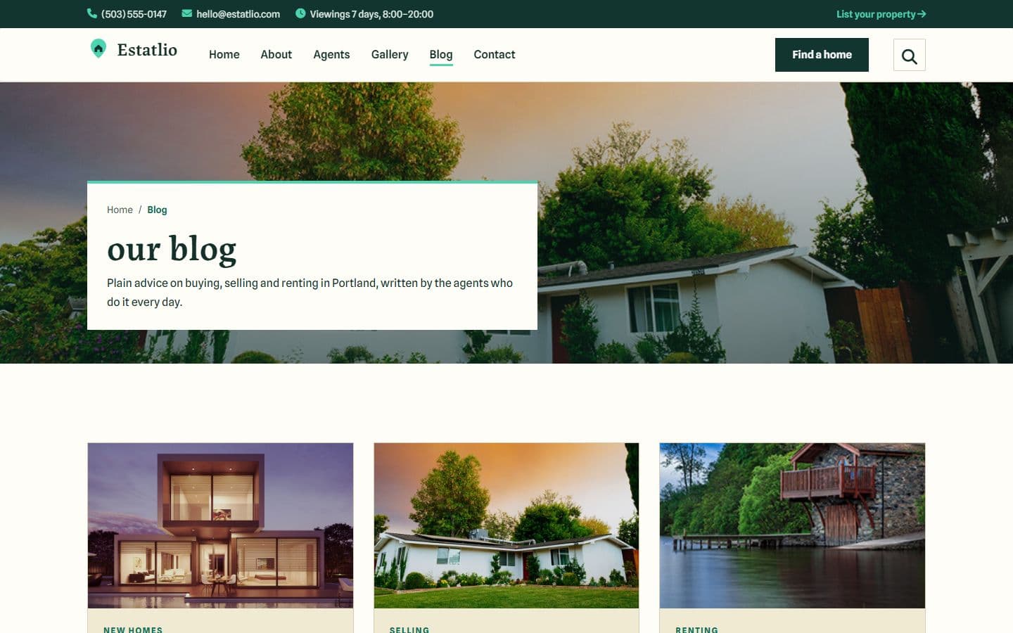 Estatlio Blog page