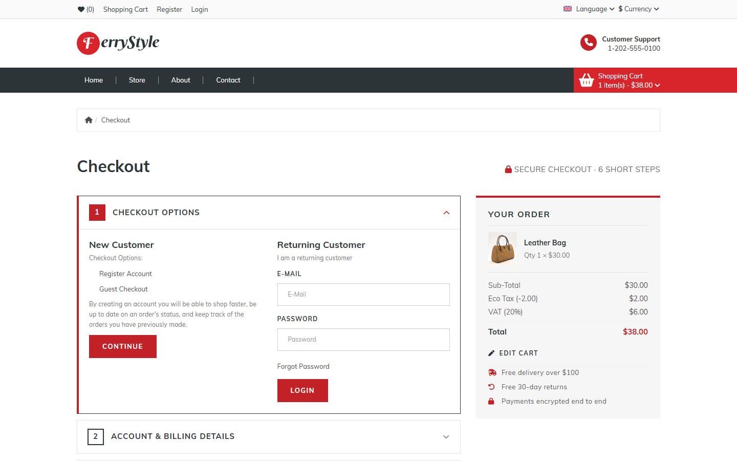 FerryStyle Checkout page