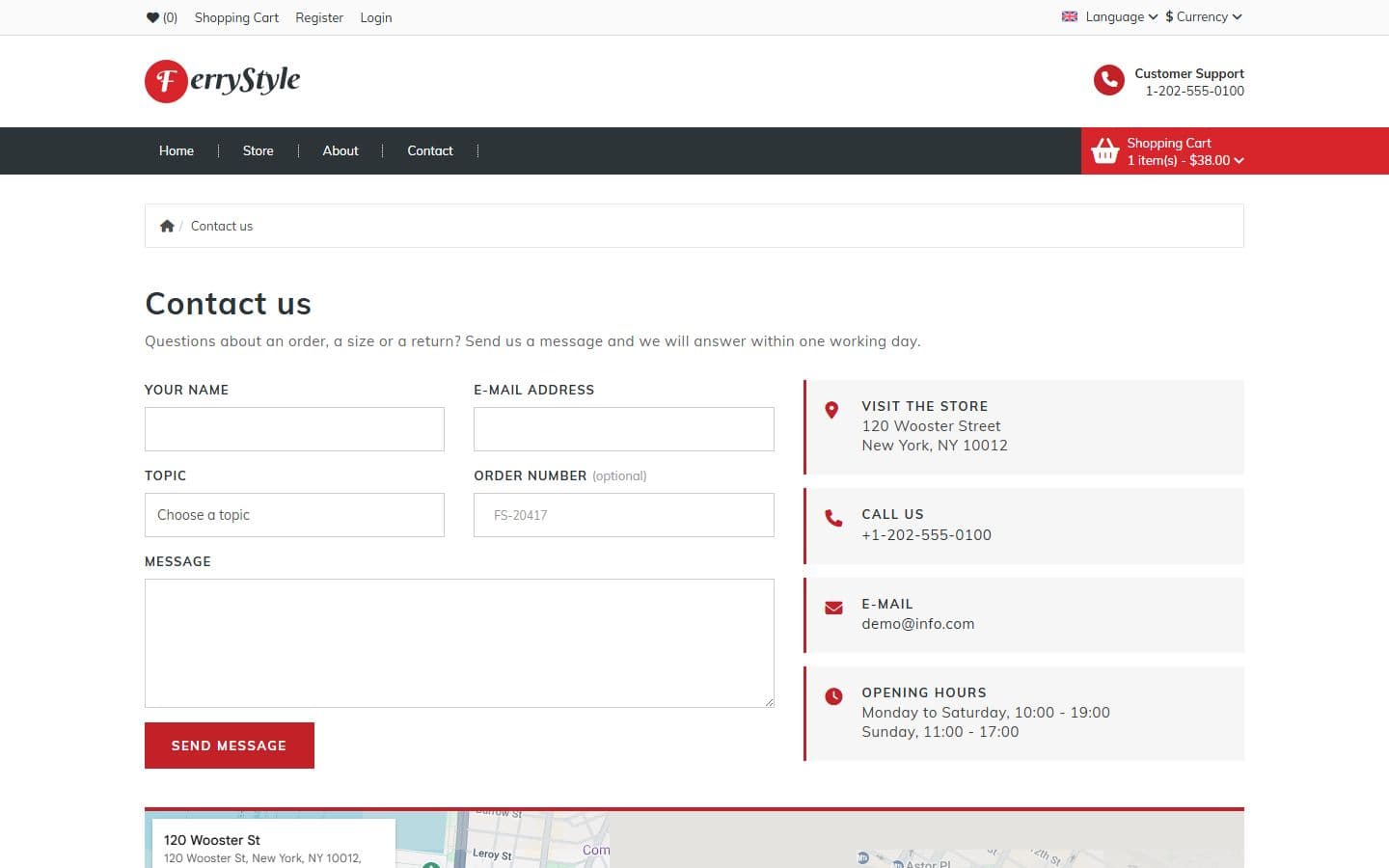 FerryStyle Contact page