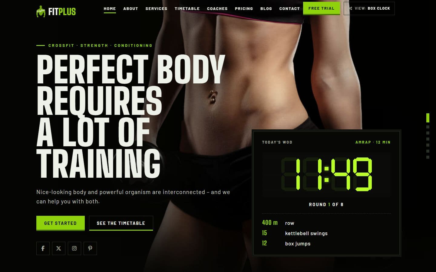 FitPlus – Free Gym Fitness Website Template Html5 home page