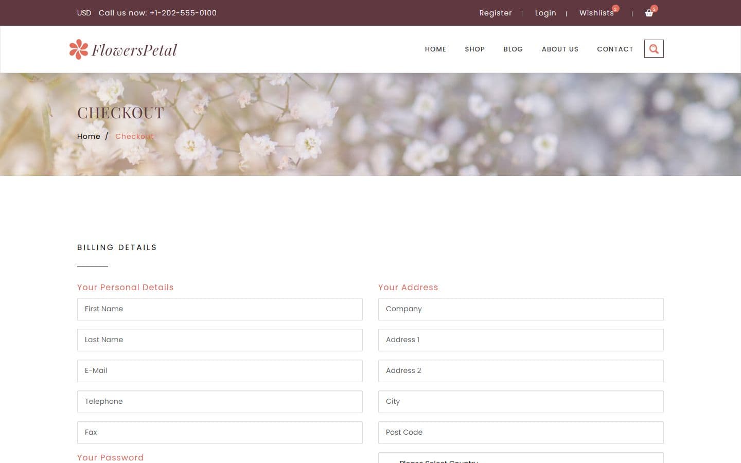 FlowersPetal Checkout page