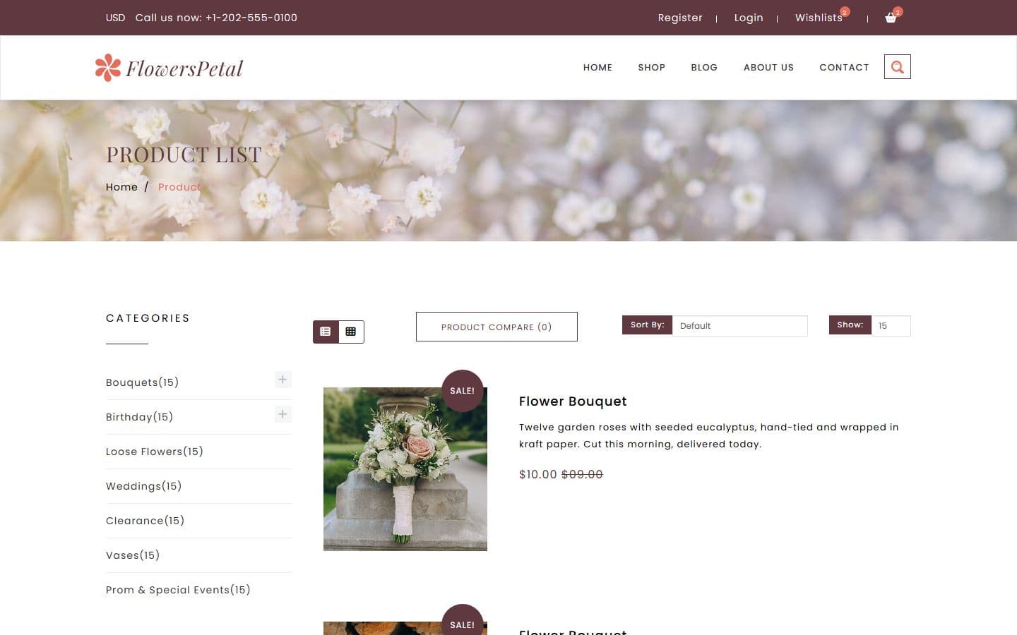 FlowersPetal Product list page
