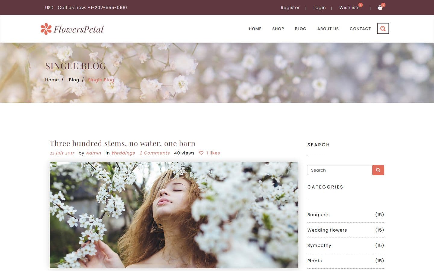 FlowersPetal Single blog page