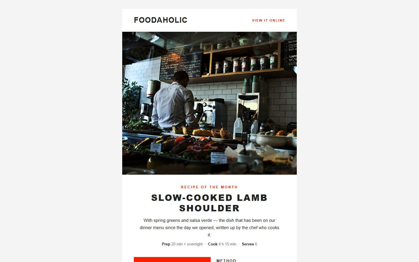 Foodaholic Newsletter recipe page