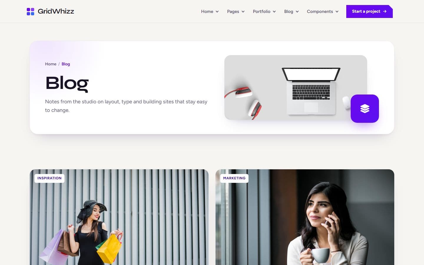 GridWhizz Blog grid 2 columns page