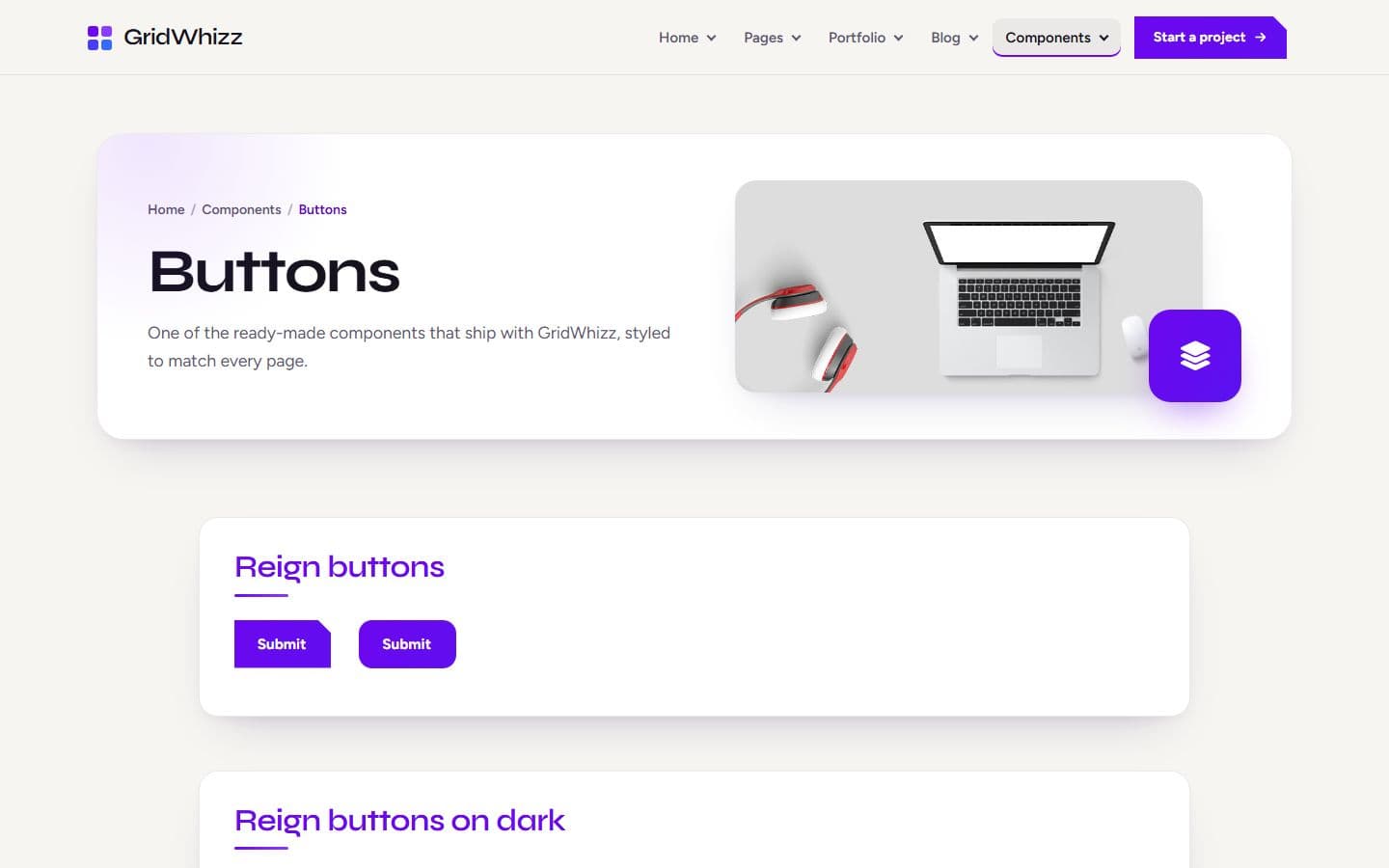 GridWhizz Buttons page