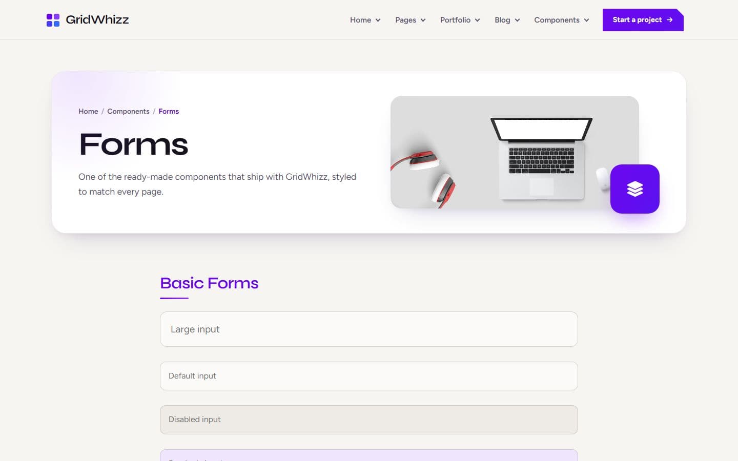 GridWhizz Forms page