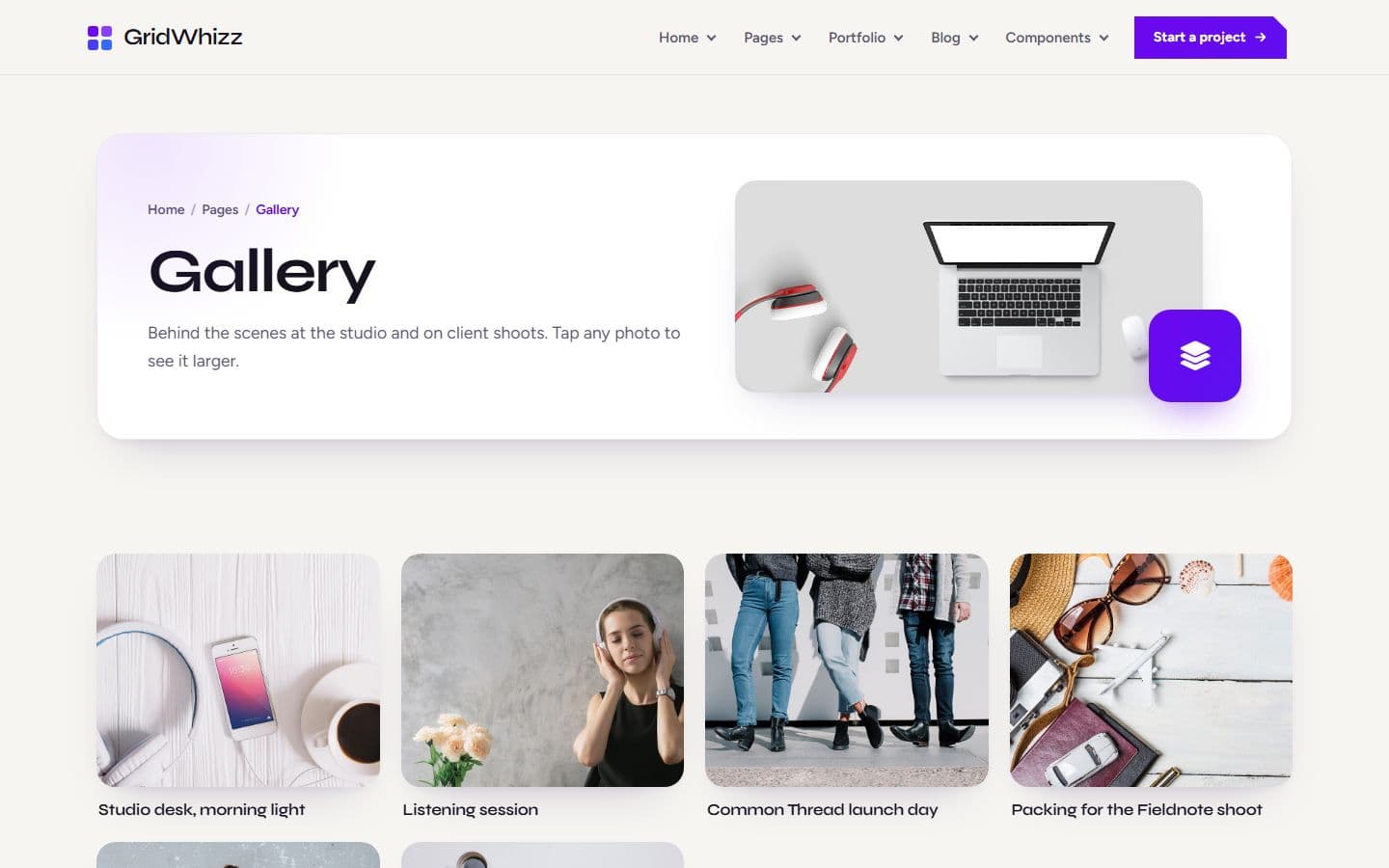 GridWhizz Gallery 4 columns page