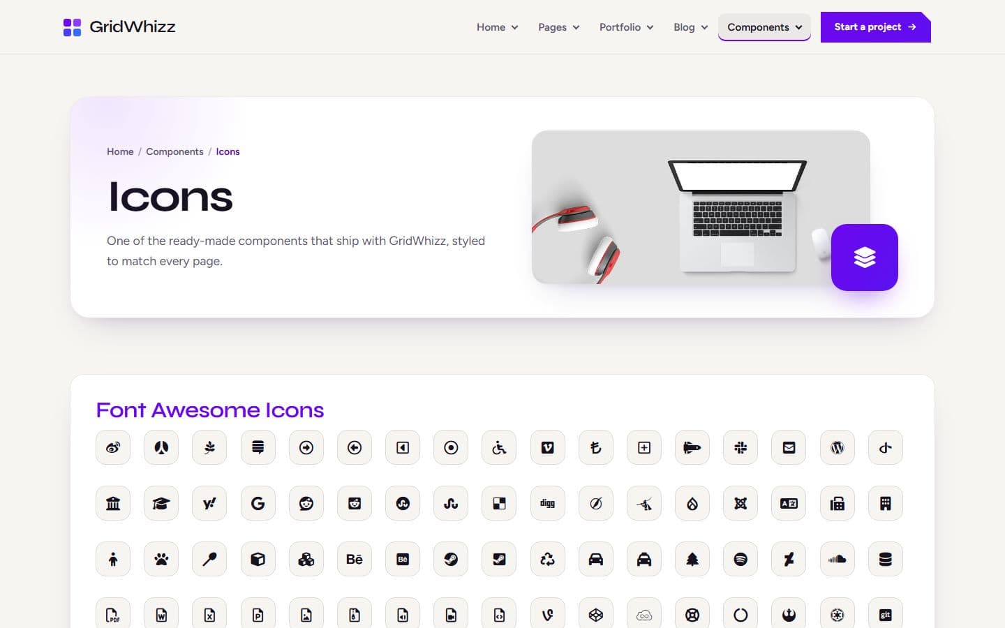 GridWhizz Icons page