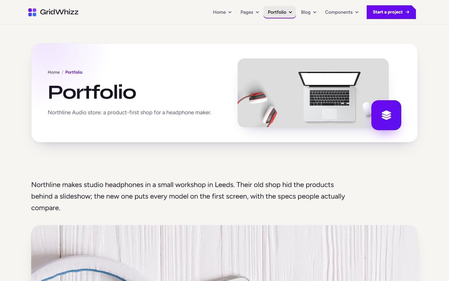 GridWhizz Portfolio detail page