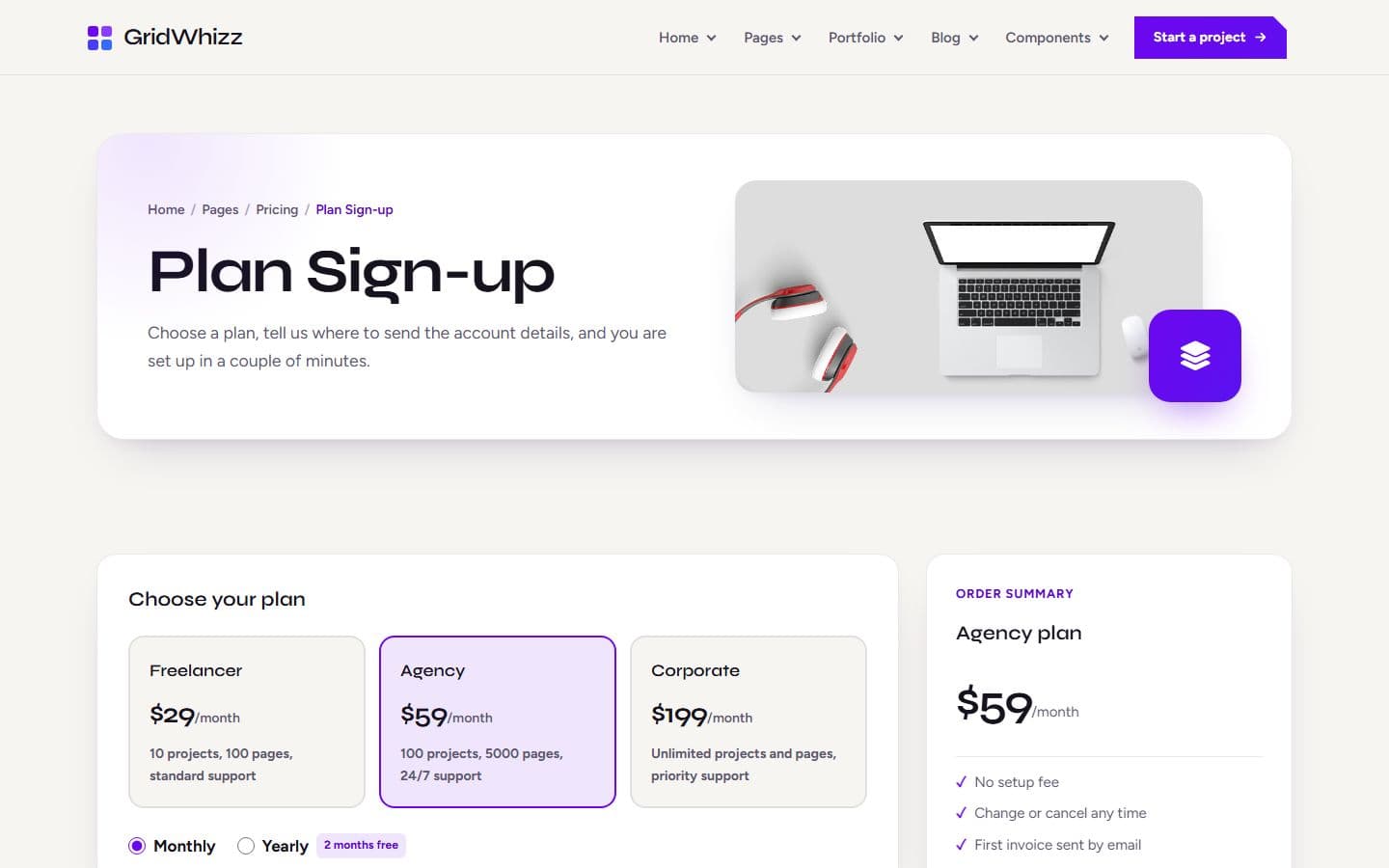 GridWhizz Pricing checkout page