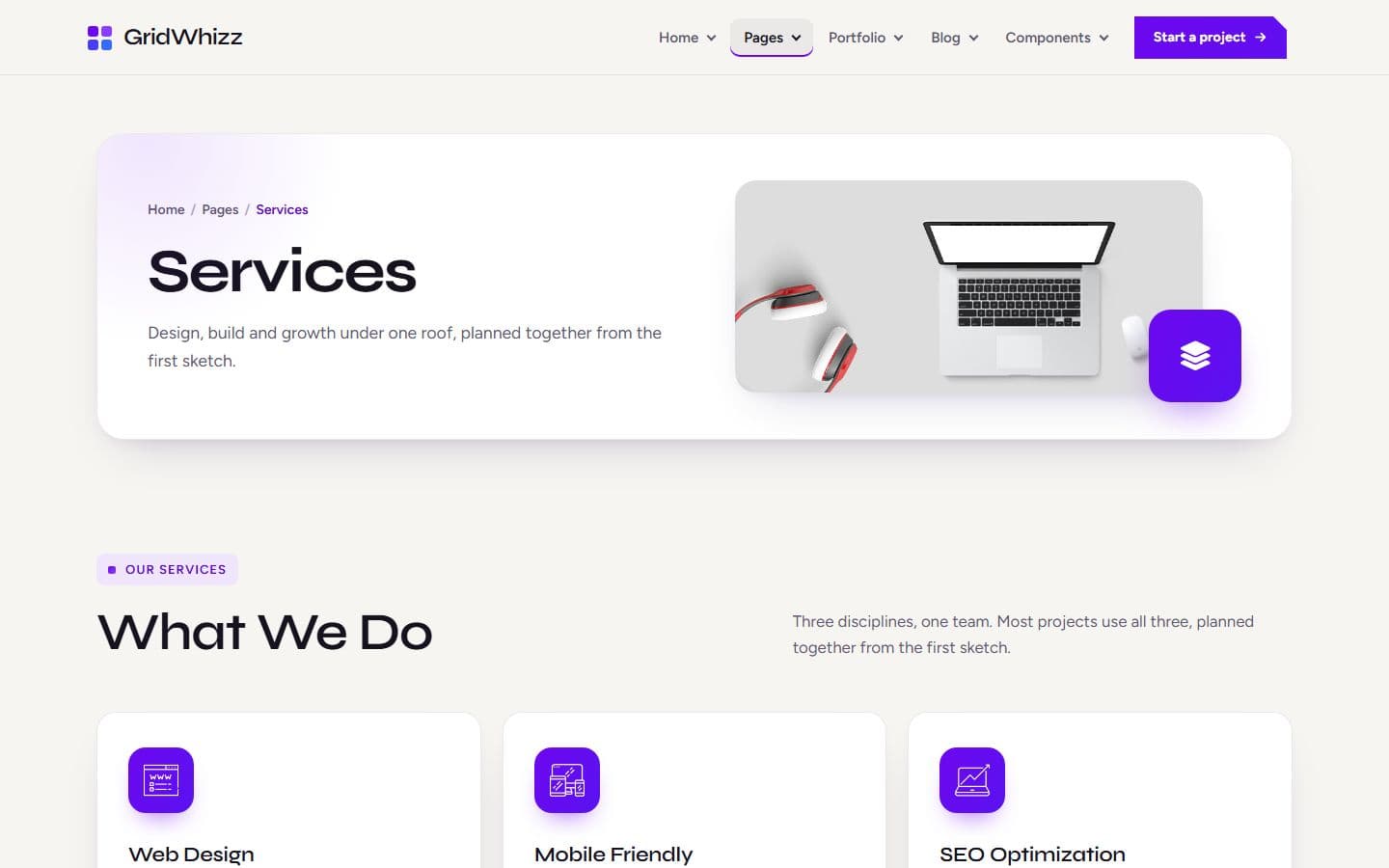 GridWhizz Service page