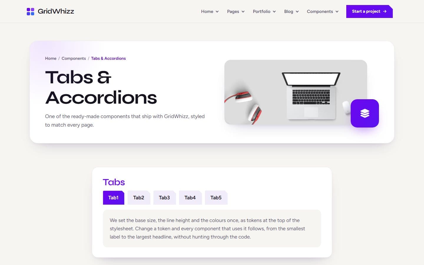 GridWhizz Tabs and accordions page