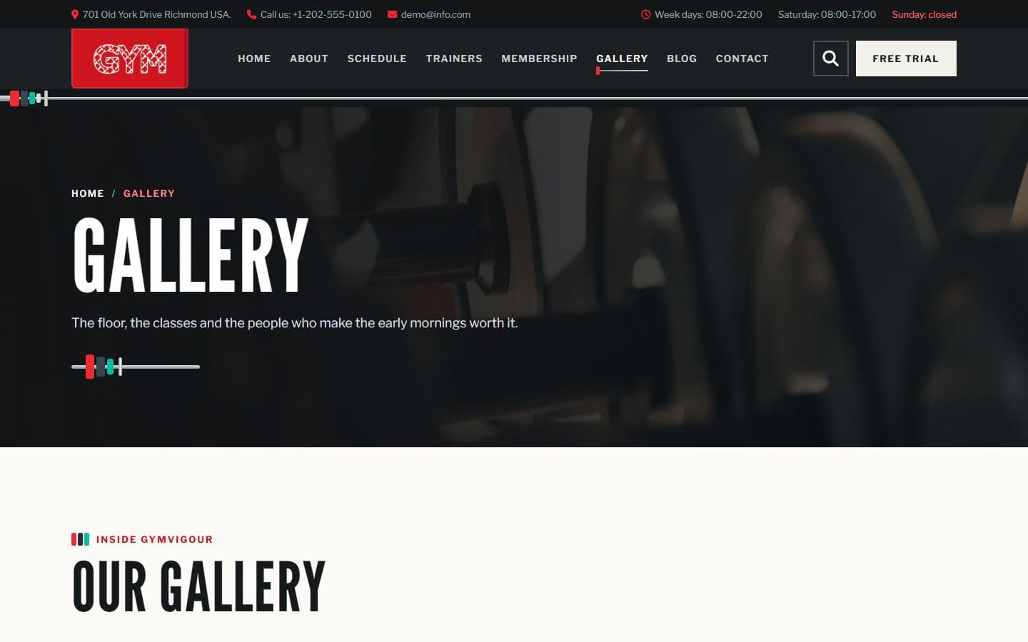 Gym-Vigour Gallery page