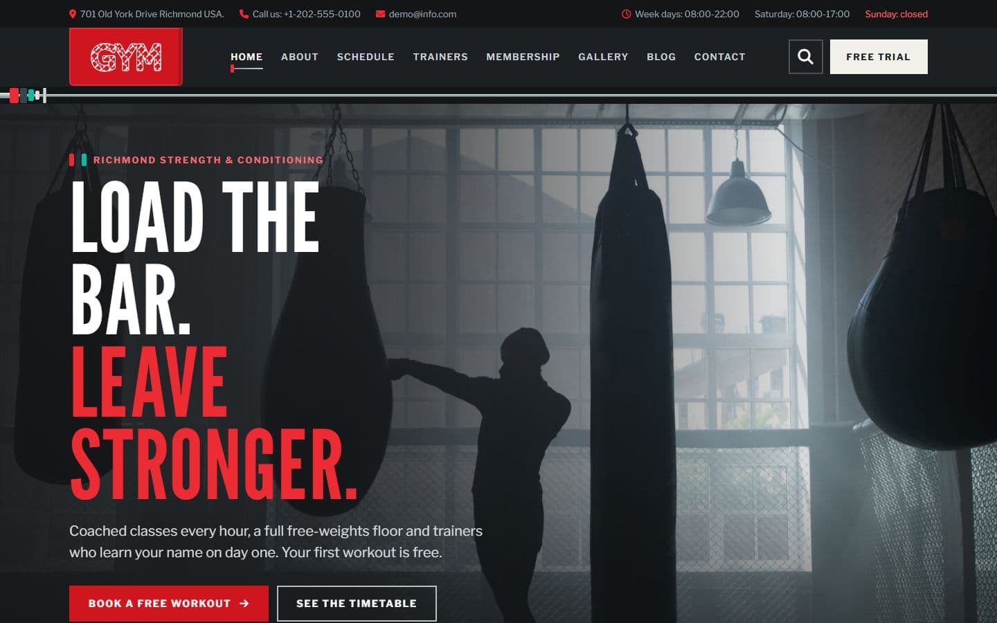 Gym-Vigour- Free responsive Sports website template home page