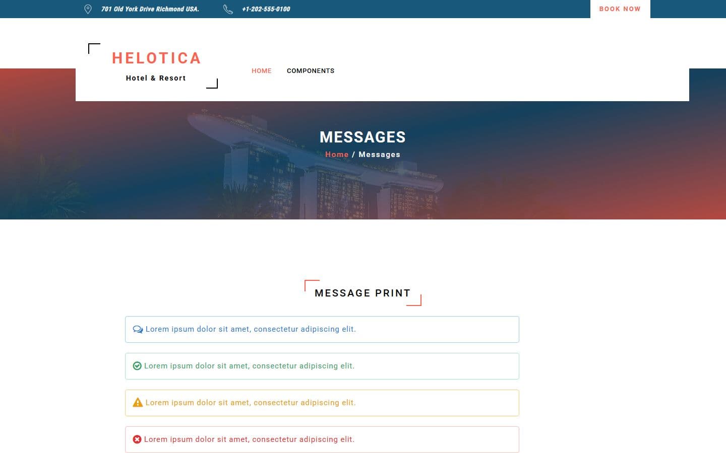 Helotica Message page