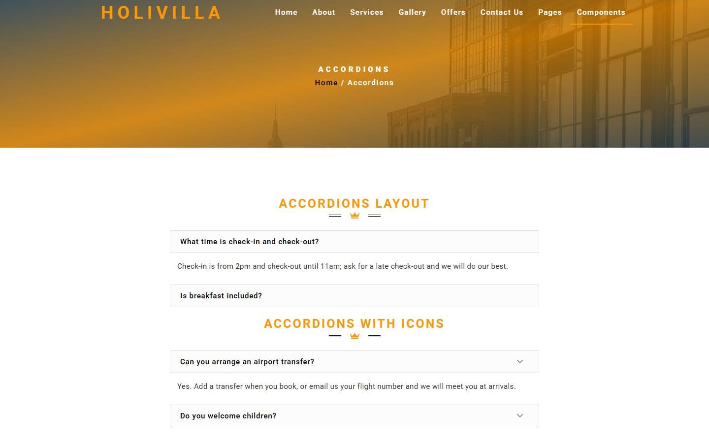 HoliVilla Accordions page