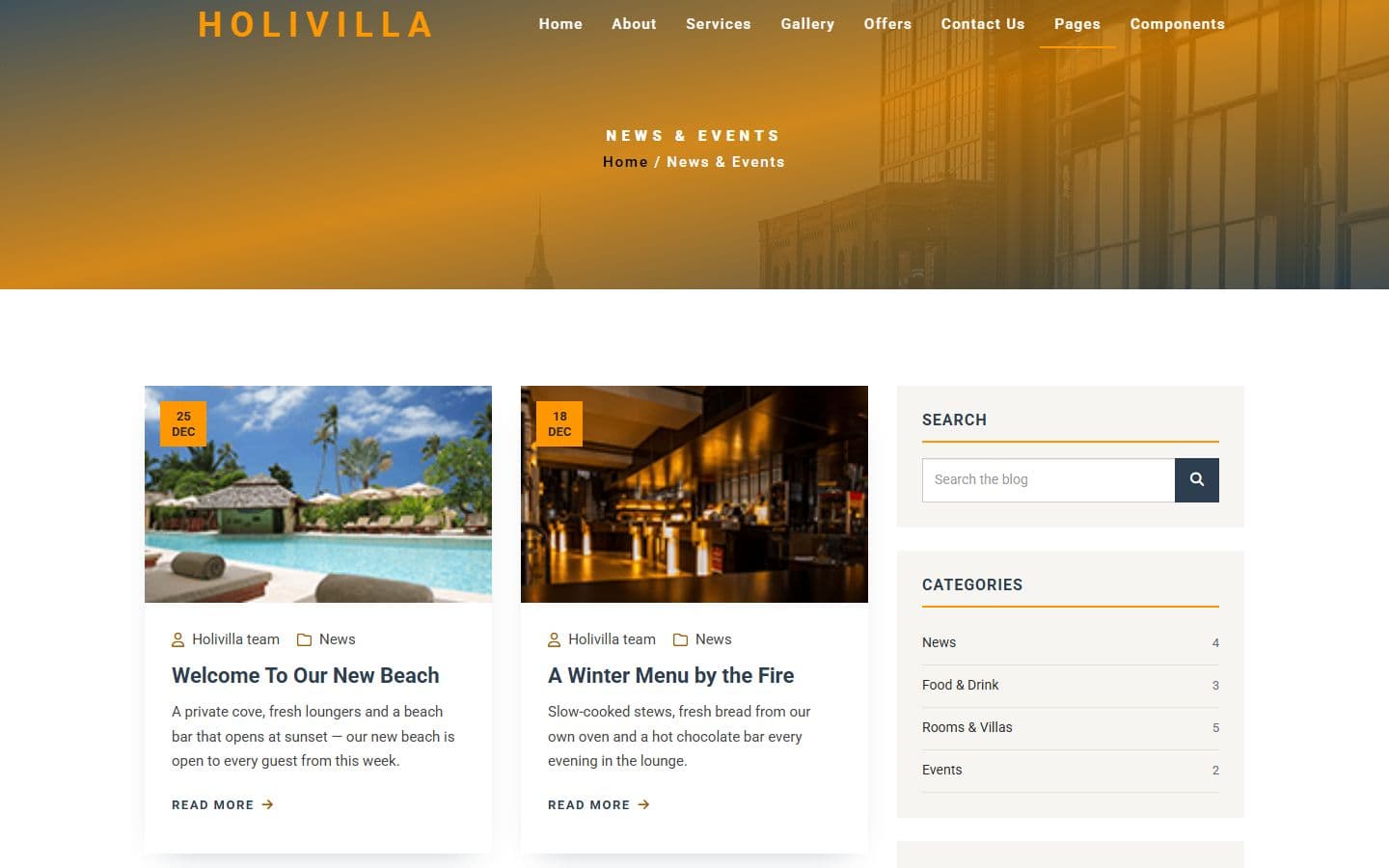 HoliVilla Blog page