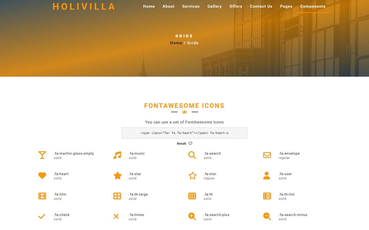 HoliVilla Icons page