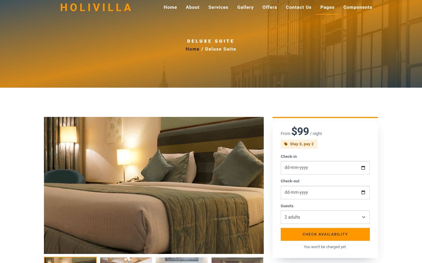 HoliVilla Room details page