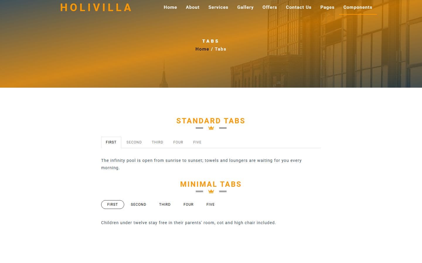 HoliVilla Tab page
