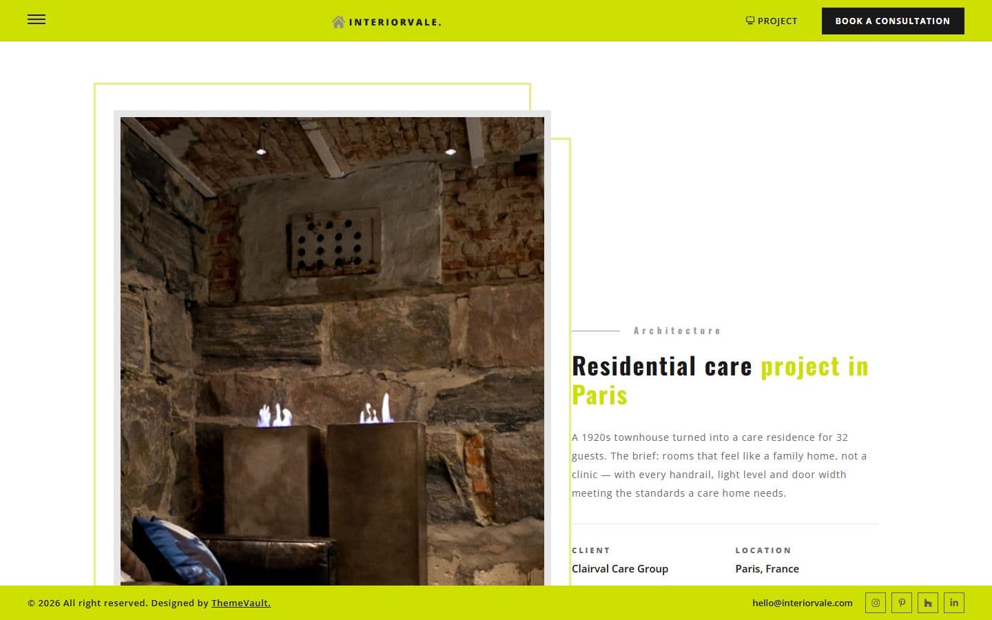 Interiorvale Project detail page