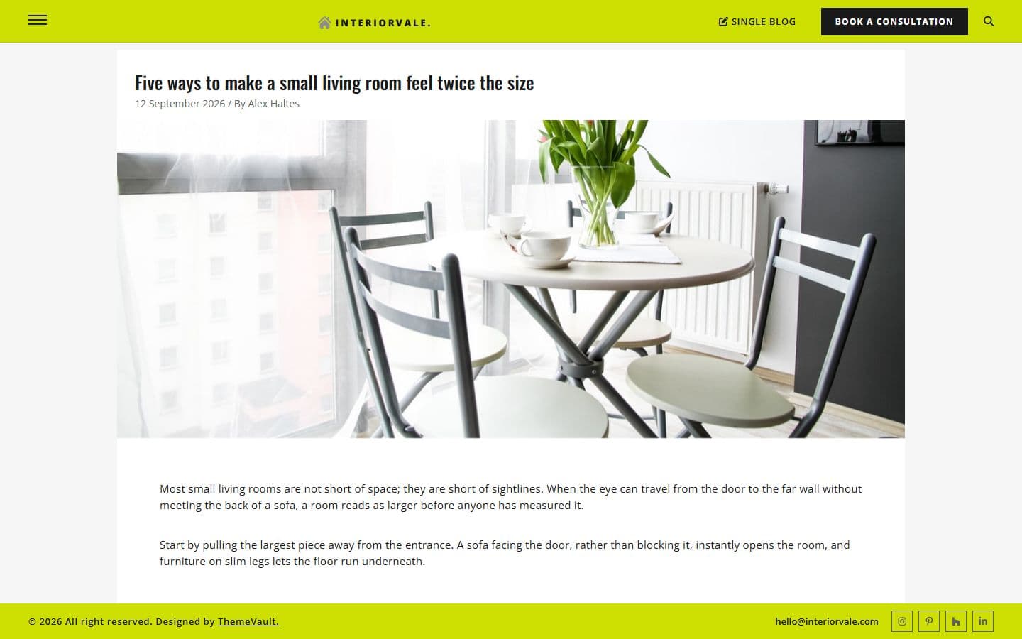 Interiorvale Single blog page