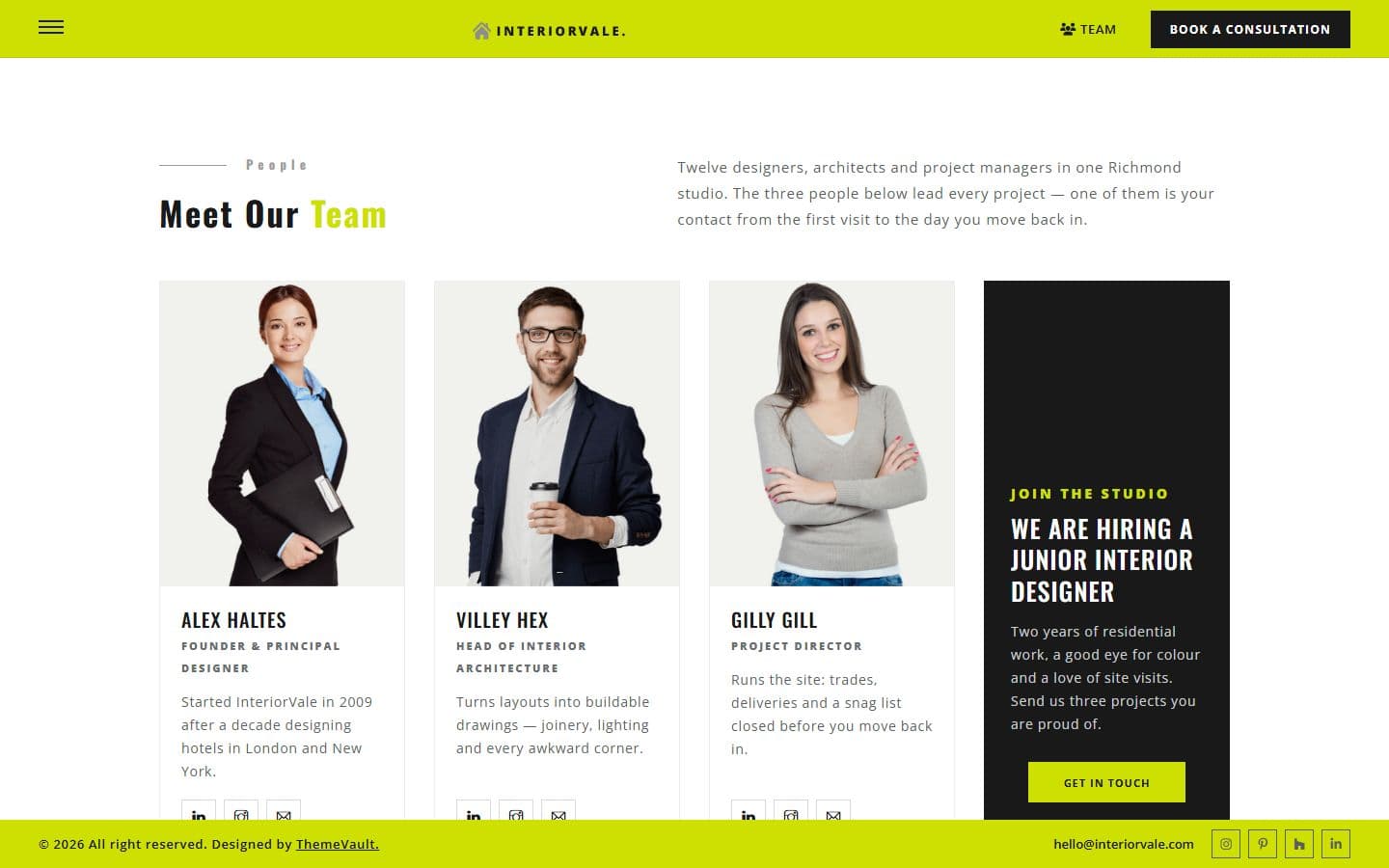 Interiorvale Team page