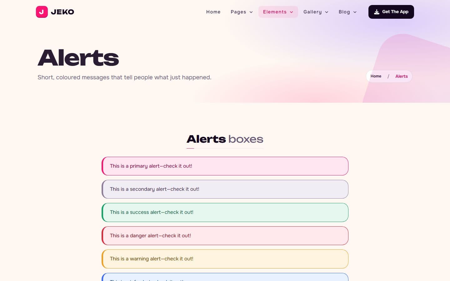 Jeko Alerts page