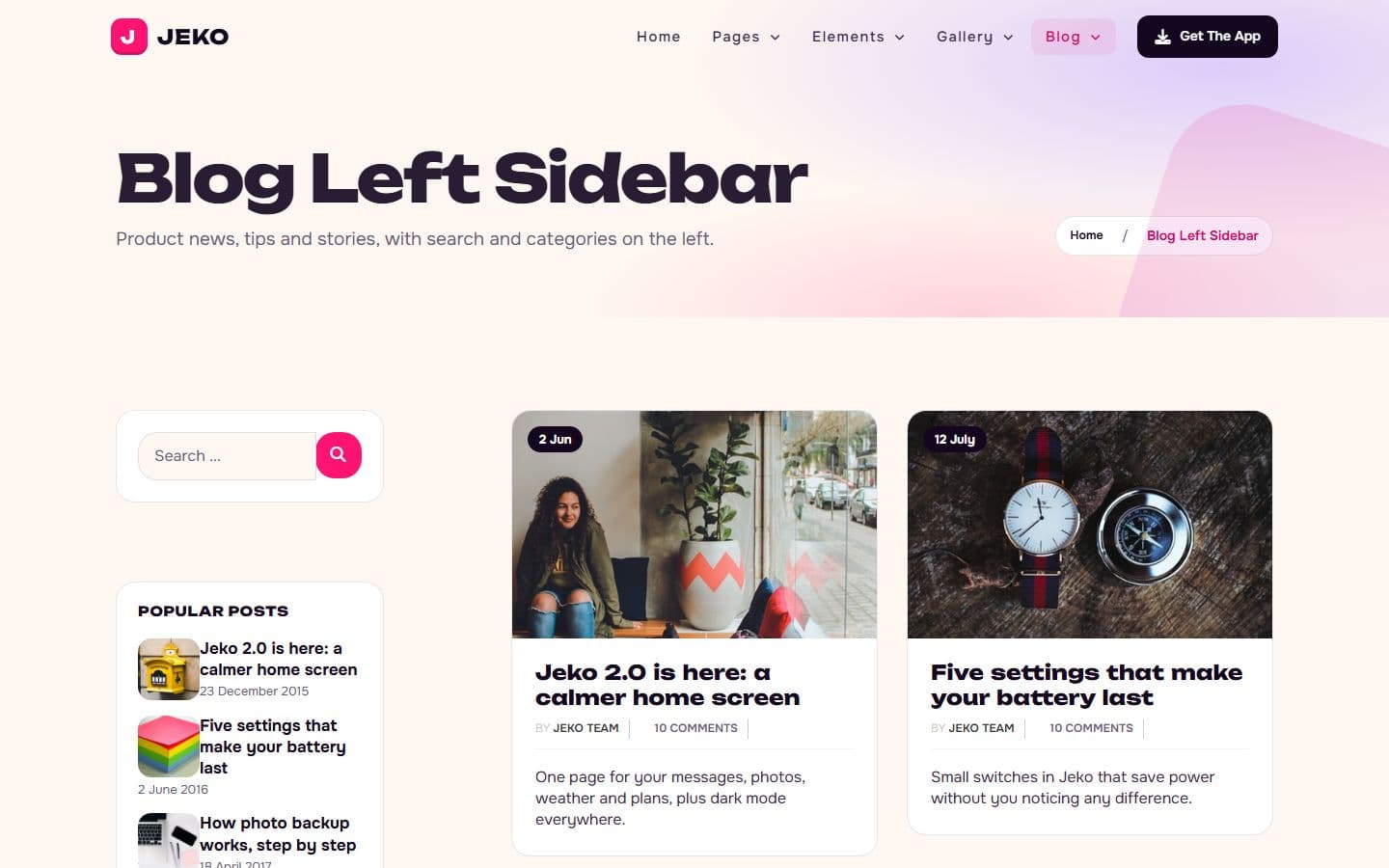 Jeko Blog left sidebar page
