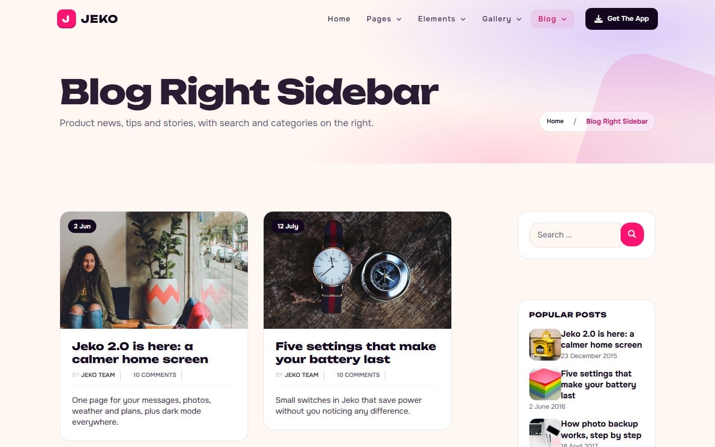 Jeko Blog right sidebar page