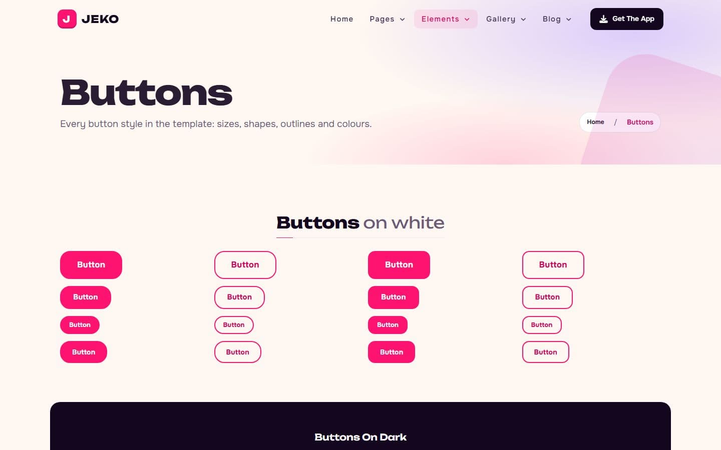 Jeko Buttons page