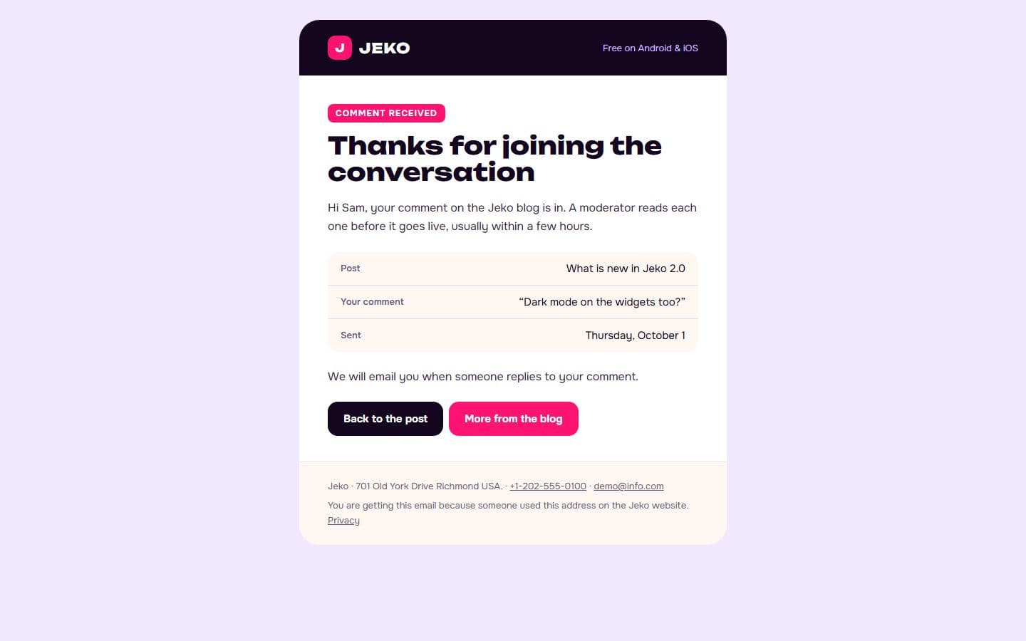 Jeko Email: comment page