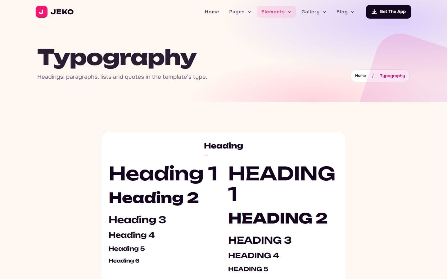 Jeko Typography page