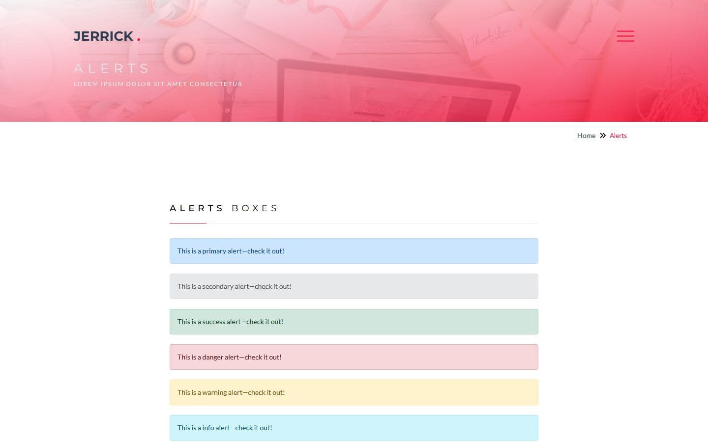 Jerrick Alerts page