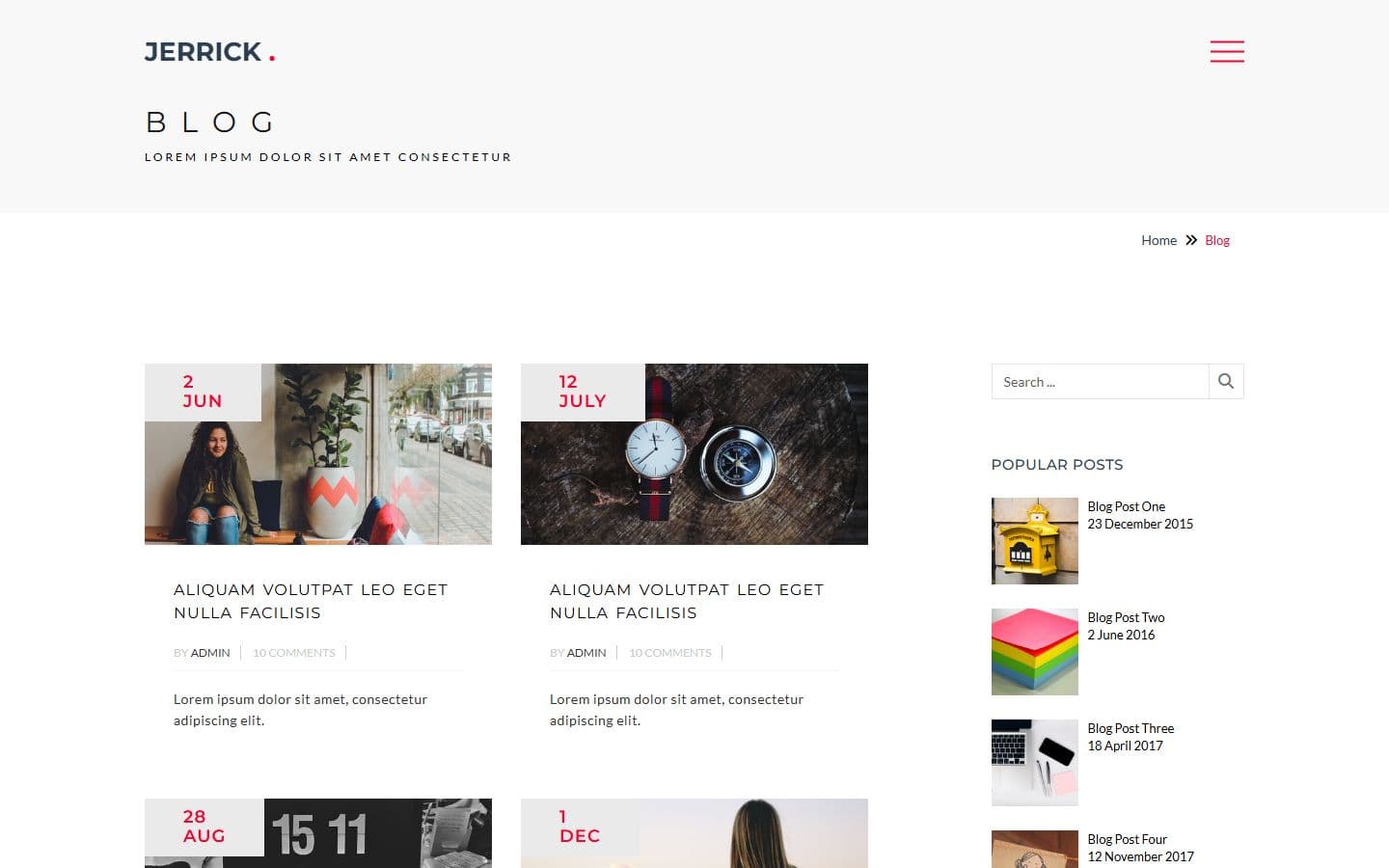 Jerrick Blog right sidebar page
