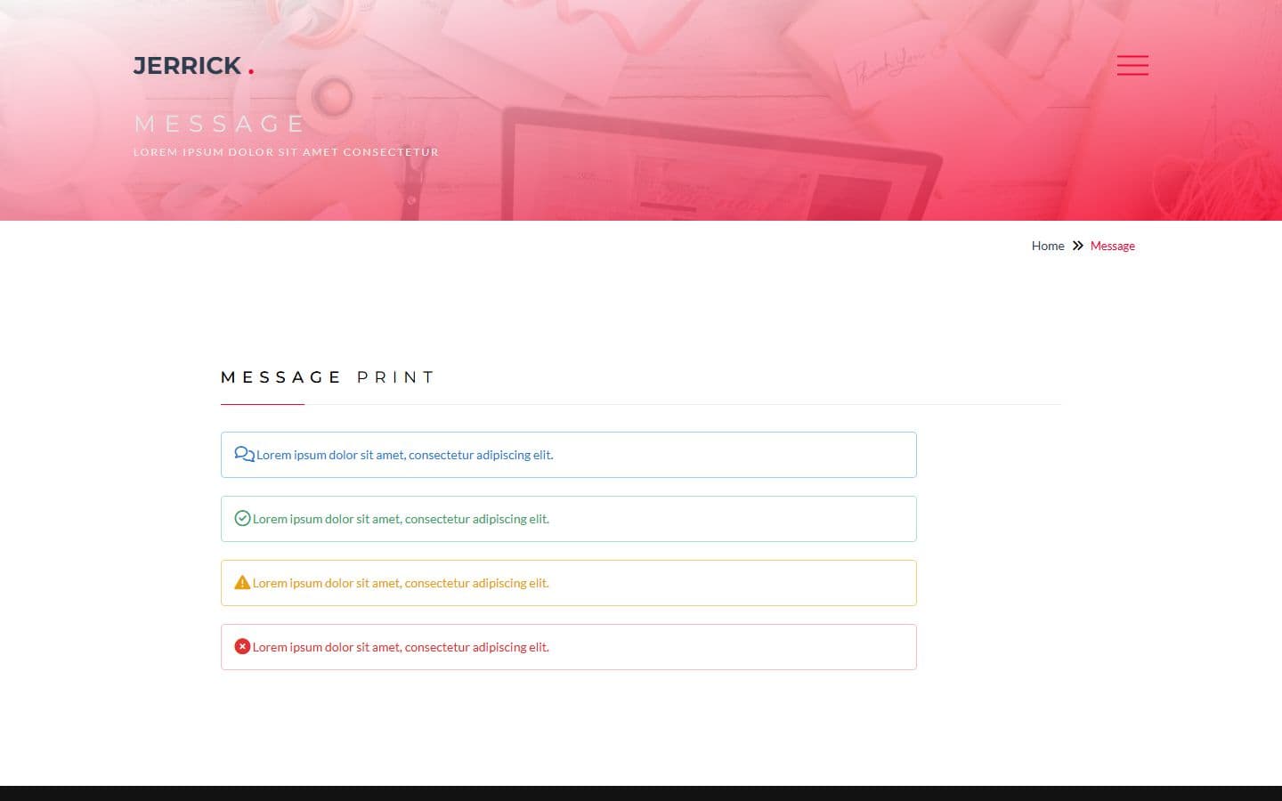 Jerrick Message page