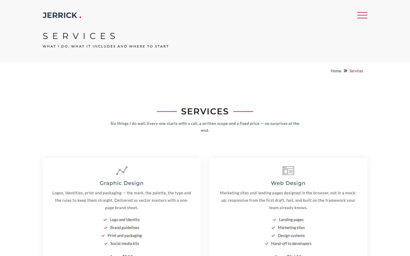 Jerrick Service page