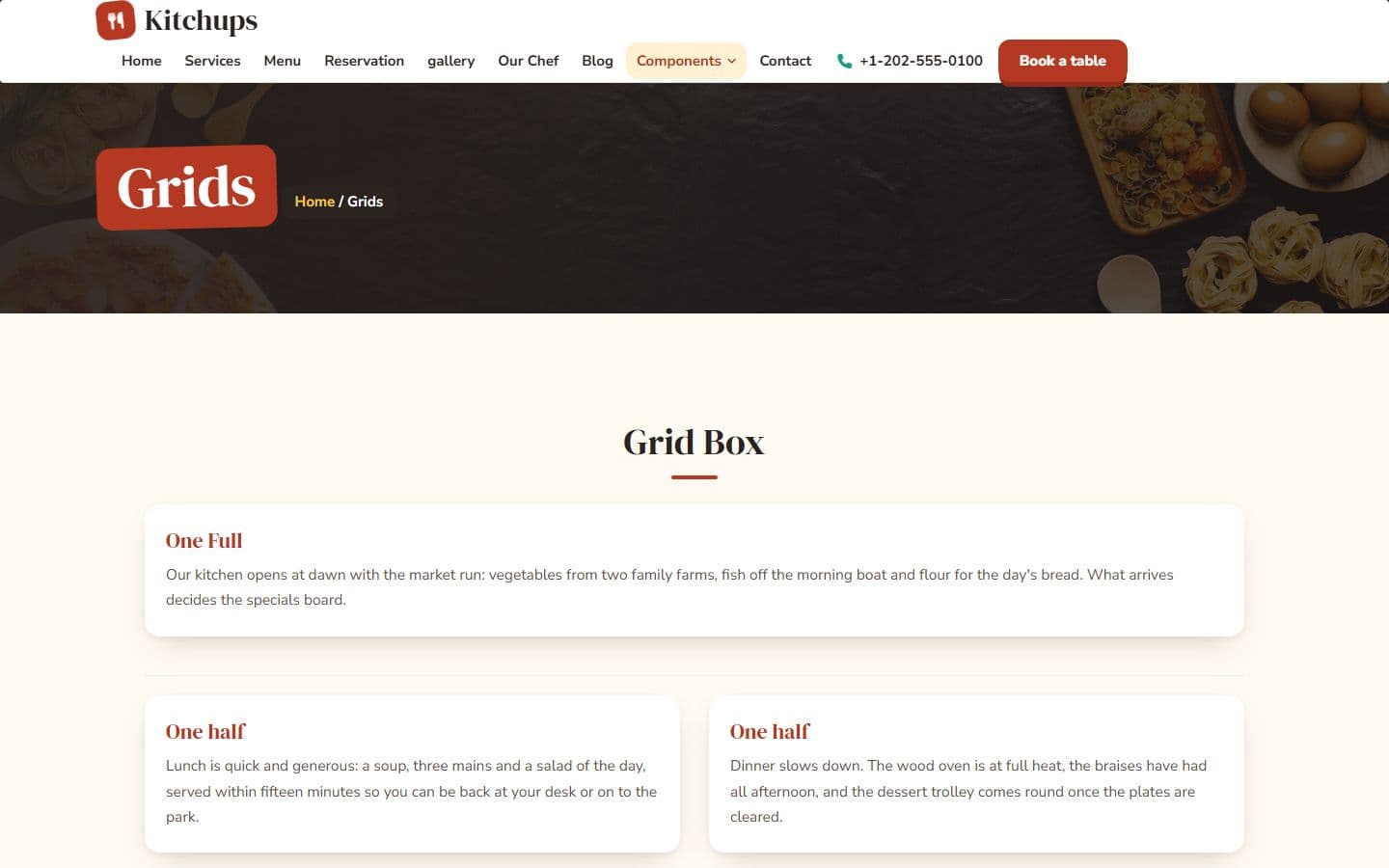 Kitchups Grid page