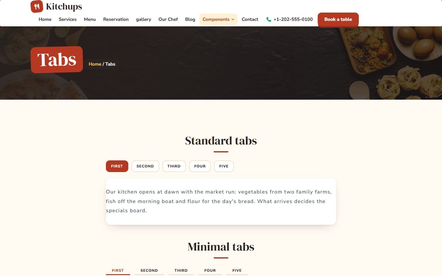 Kitchups Tab page