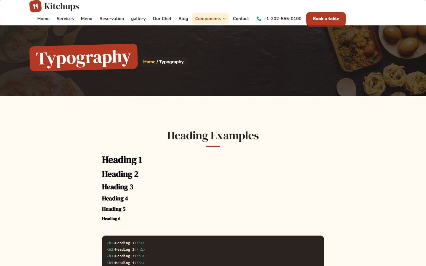 Kitchups Typography page