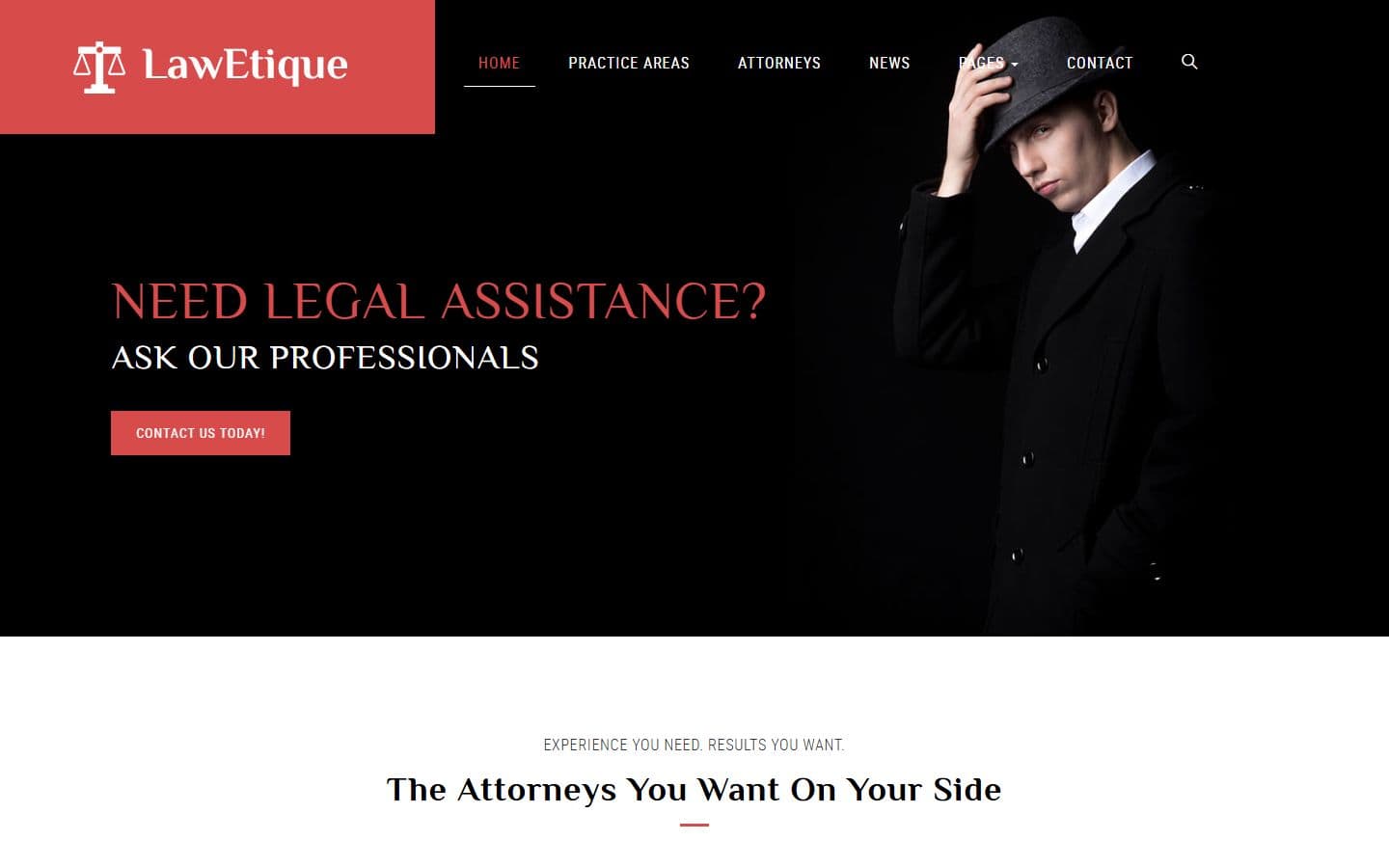 Lawetique - Best Lawyer Website Design Template Free Download home page