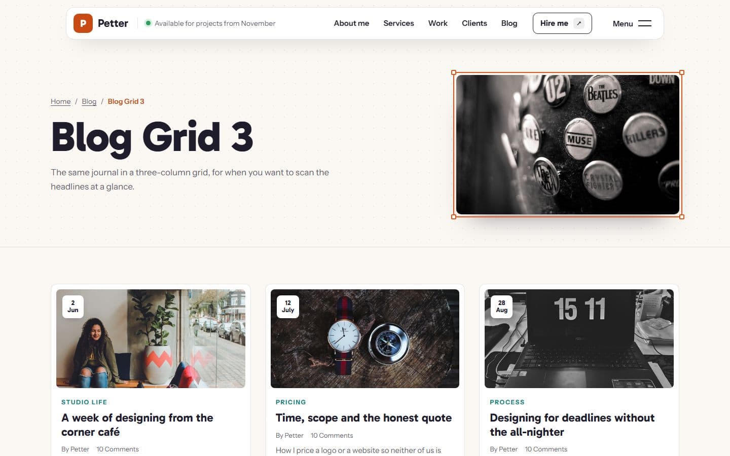 Petter Blog grid 3 page