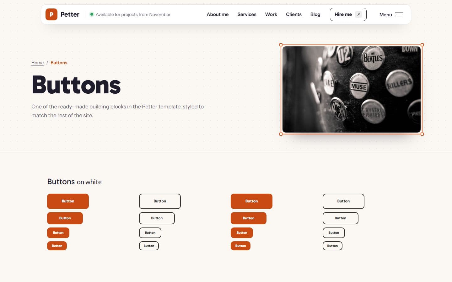Petter Buttons page
