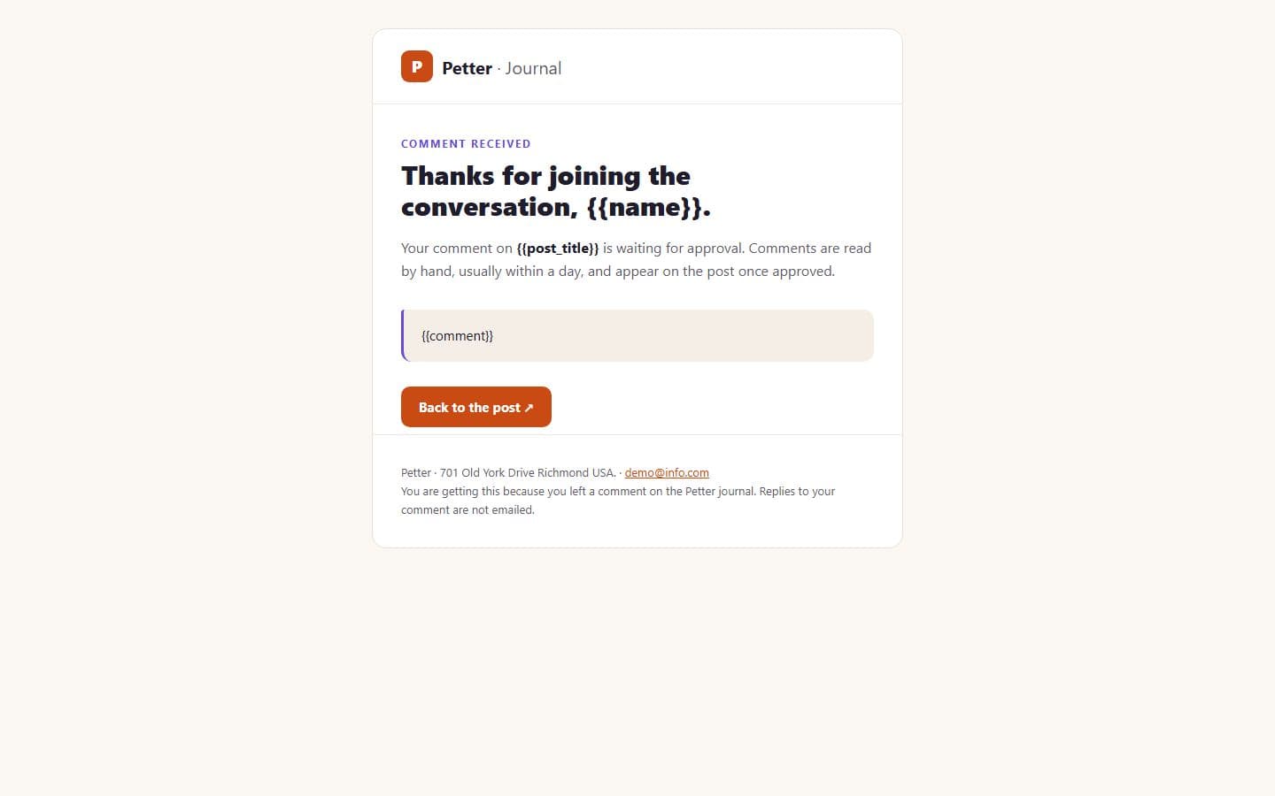 Petter Email: comment page