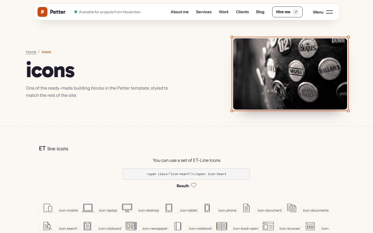 Petter Icons page