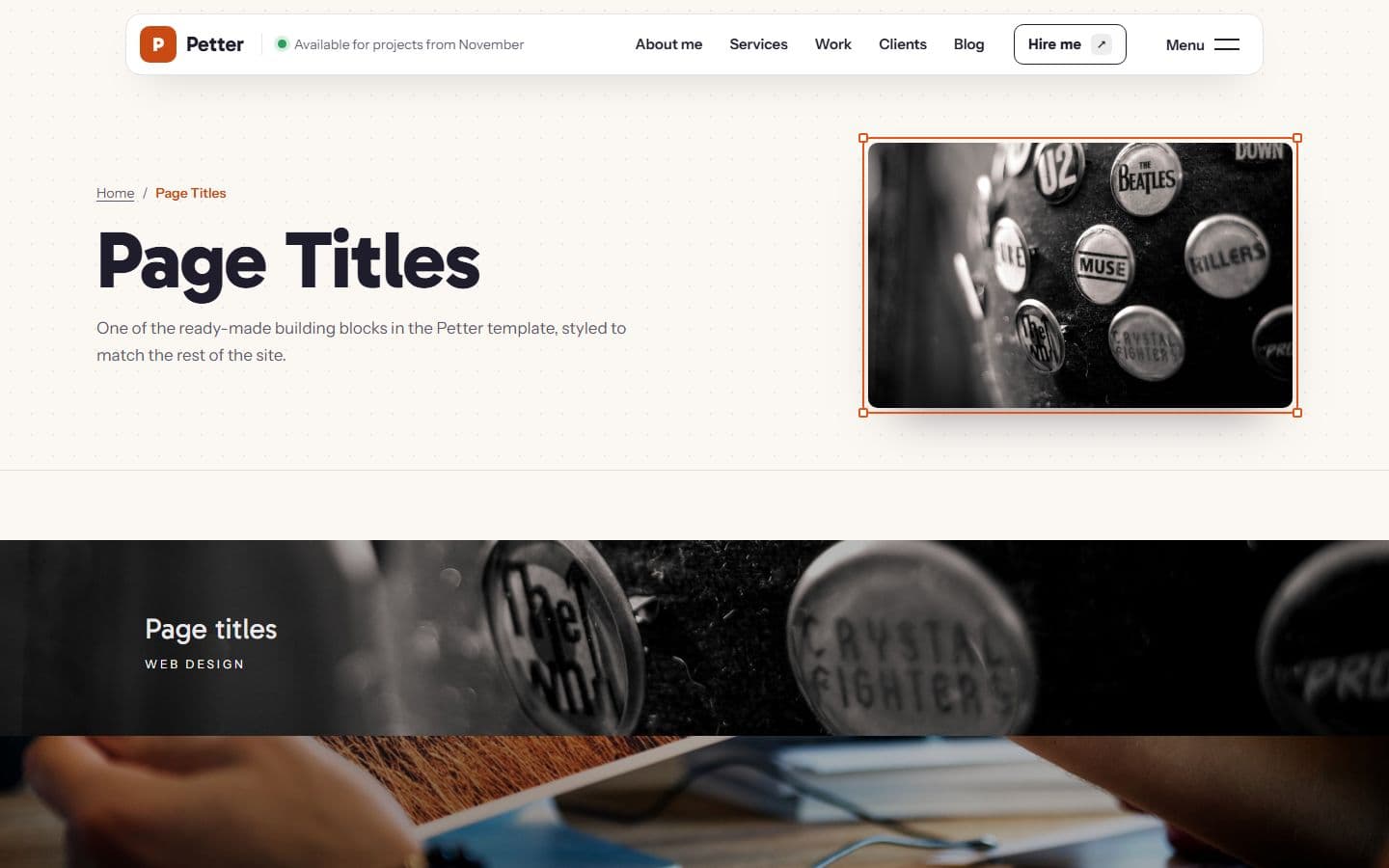Petter Page titles page