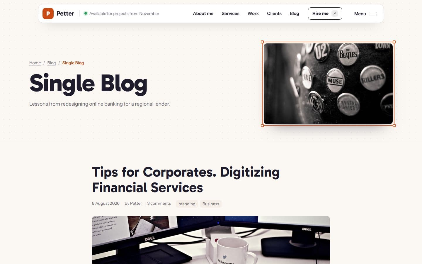 Petter Single blog page