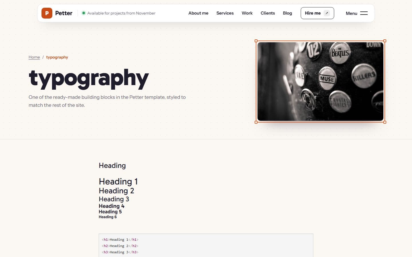 Petter Typography page