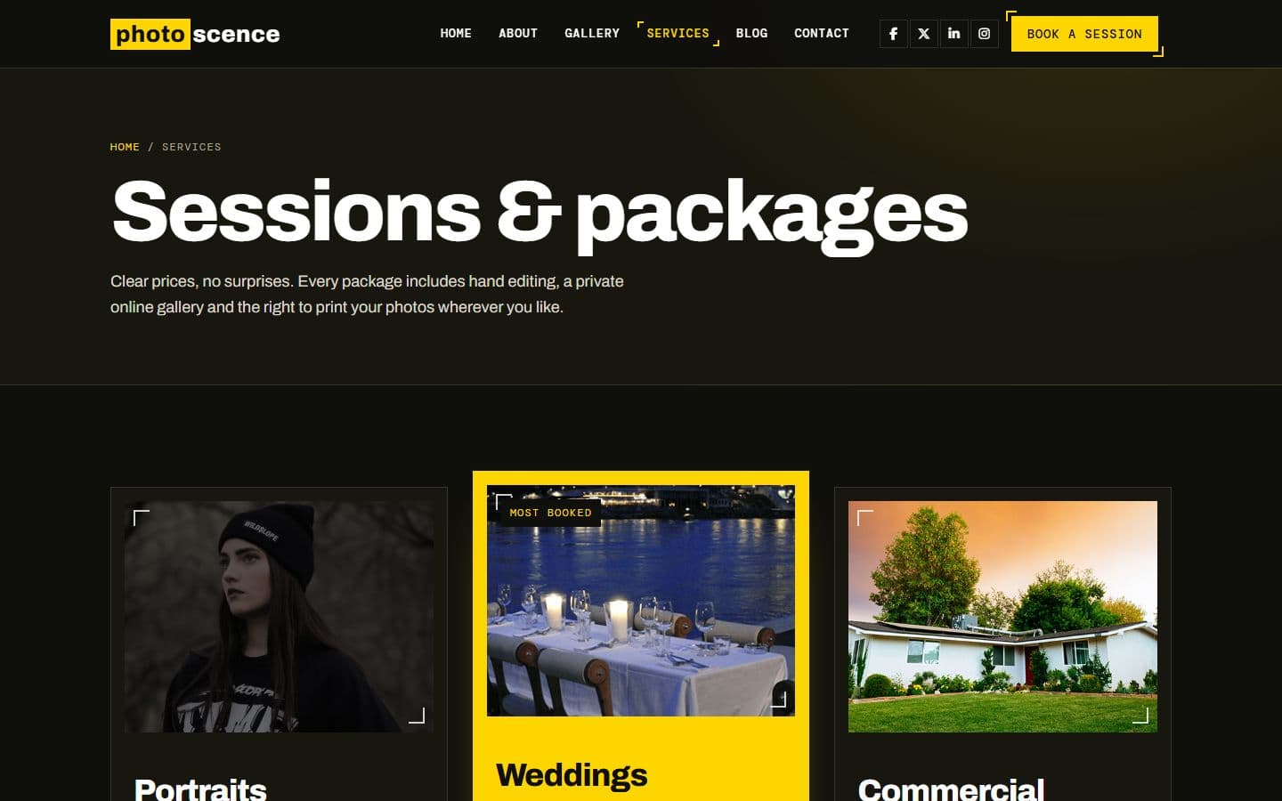 Photo Scence Services page